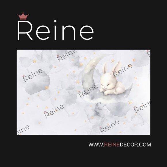 Sleeping Bunny Moon Kids Room Wallpaper | Adorable Nursery Decor - Picture 5 of 9